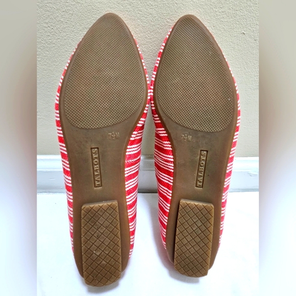 Talbots Francesca Women's Red White Striped Pointed Toe Moccasins Flats Size 7.5 - Picture 6 of 7